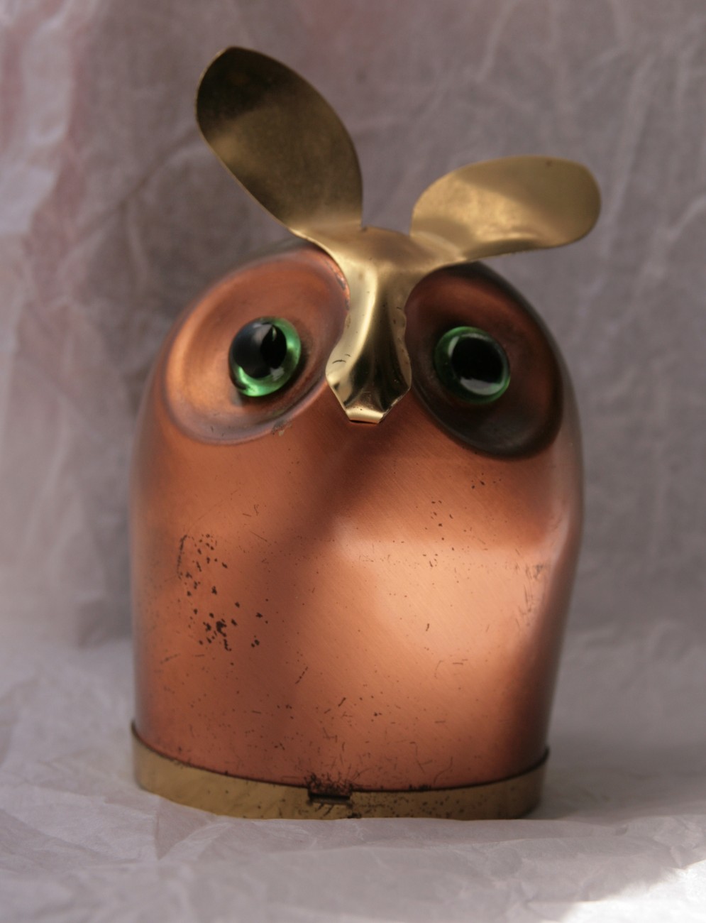 vintage coppercraft guild owl piggy bank money box mid century